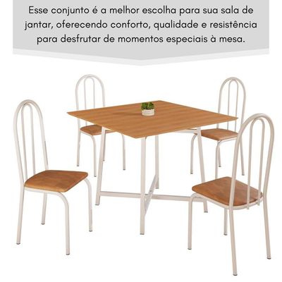 Conjunto Sala De Jantar 90x90 Ilhabela 4 Cad Branca C- Jambo