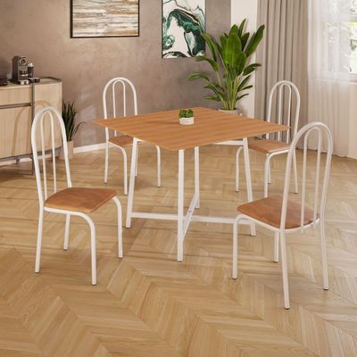 Conjunto Sala De Jantar 90x90 Ilhabela 4 Cad Branca C- Jambo