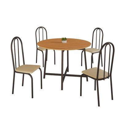 Conjunto Sala De Jantar 90cm Ilhabela 4 Cad Preto C- Creme