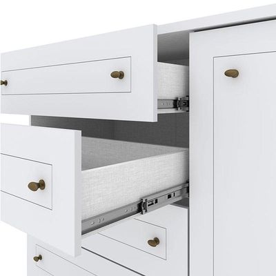 Quarto De Bebê Americano 4 Portas Com Berço Americano Evolution 4 Em 1 Branco Acetinado Reller E Colchão Tendtudo - Henn