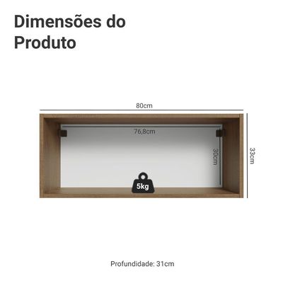 Armário Aéreo 80 Cm 1 Porta Basculante Vik Madesa Rustic/branco
