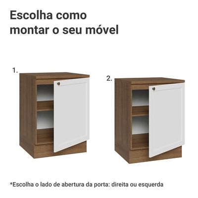 Balcão De Cozinha 60 Cm 1 Porta Rustic/branco Vik Madesa Rustic/branco
