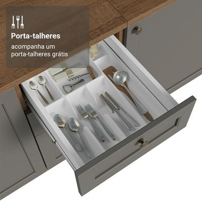 Balcão De Cozinha 40 Cm 3 Gavetas Rustic/cinza Vik Madesa Rustic/cinza