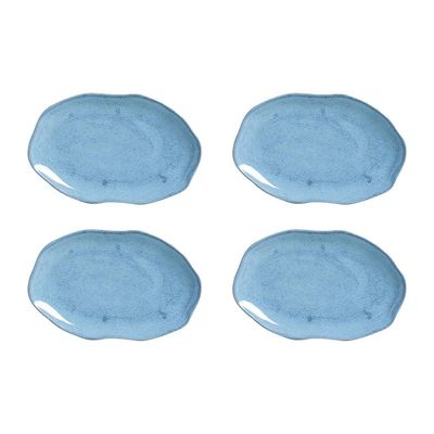 Conjunto de Travessas Oval Rasa Média Bio Breeze 30x20cm 4 Peças Porto Brasil Azul