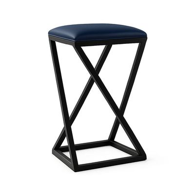 Banqueta Z Baixa 50 Cm Banquinho Cozinha Balcão Bar Corino Azul Marinho