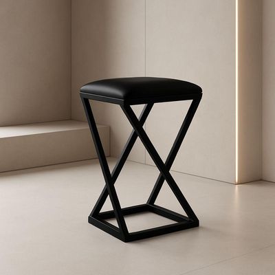 Banqueta Z Baixa 50 Cm Banquinho Cozinha Balcão Bar Corino Preto