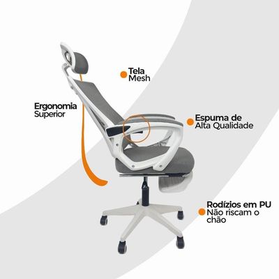Kit 10 Cadeiras De Escritório Oficial Paris Cinza