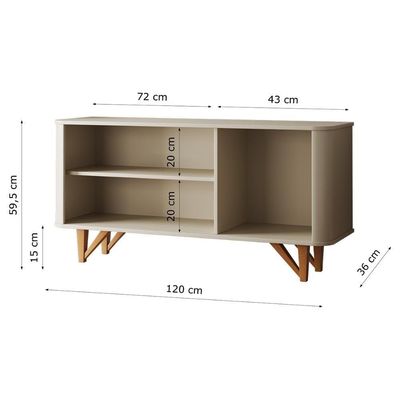 Rack Venice 120cm Para Tv Até 50 Com Pés Em Madeira Maciça Off White Off White