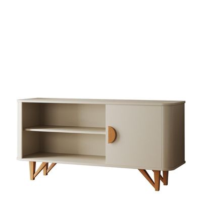 Rack Venice 120cm Para Tv Até 50 Com Pés Em Madeira Maciça Off White Off White