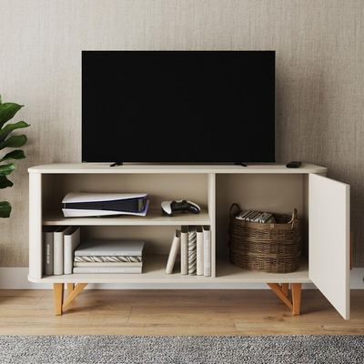 Rack Venice 120cm Para Tv Até 50 Com Pés Em Madeira Maciça Off White Off White