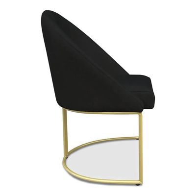 Kit 02 Cadeiras Poltrona De Jantar Bela Base Metálica Industrial Dourado Sala Recepção Veludo Preto Do Lar Móveis