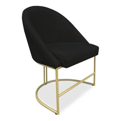Kit 02 Cadeiras Poltrona De Jantar Bela Base Metálica Industrial Dourado Sala Recepção Veludo Preto Do Lar Móveis