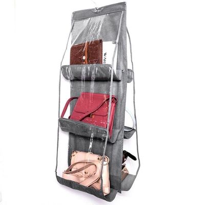 Organizador De Bolsa Cabideiro Para Guarda Roupa Armario Com 6 Bolsos Divisorias Transparente