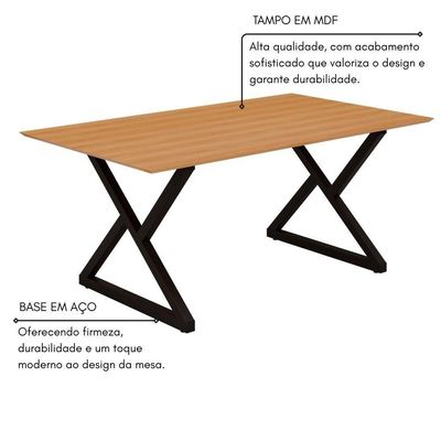 Mesa Industrial Império 193x91cm Base Em Aço E Tampo Em Mdf