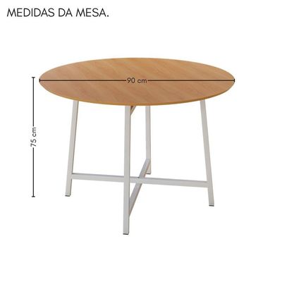 Mesa Redonda 90cm Modelo Festa - Base Branca