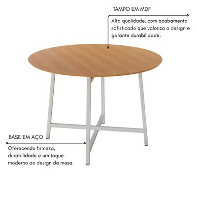 Mesa Redonda 90cm Modelo Festa - Base Branca