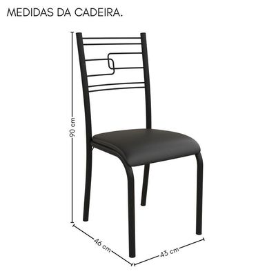 Kit 4 Cadeiras Ella Estrutura Em Aço Preto E Tecido Preto