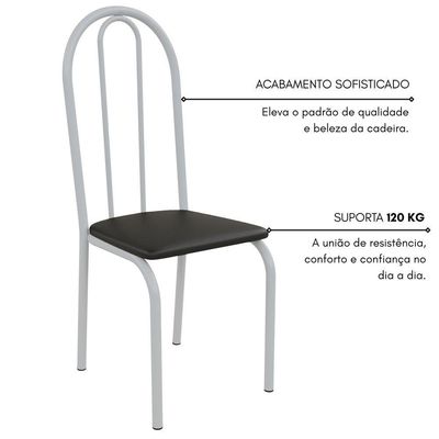 Kit 4 Cadeiras Ilhabela Estrutura Em Aço Branco Tecido Preto