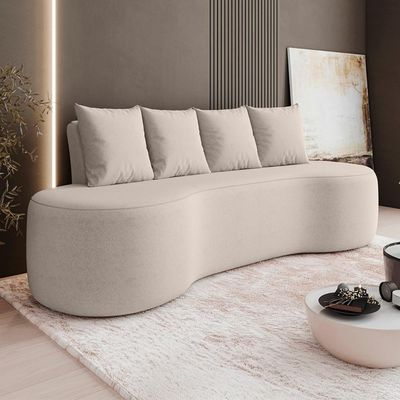 Sofá 3 Lugares 210cm Orgânico Viana B10 Bouclê Creme - Mpozenato