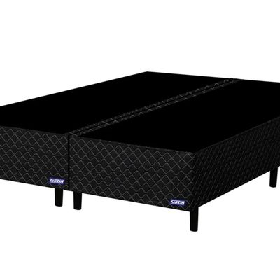 Base Para Cama Box Casal King Size Bipartido 193cm Poliéster Bordado Perola Negra Preto - Gazin