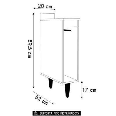 Balcão De Cozinha Porta Pano 20cm Pérola Z34 Preto - Mpozenato