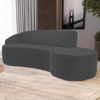 Sofá Living 3 Lugares 260cm Braço Esquerdo Mozart D06 Veludo Cinza - Mpozenato