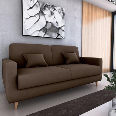 Sofá Cama Emília 2 Lugares 190cm Veludo Marrom Matrix