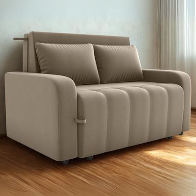 Sofa Cama 2 Lugares 138 Cm Amora Veludo Maserati Milani Store Marrom Claro