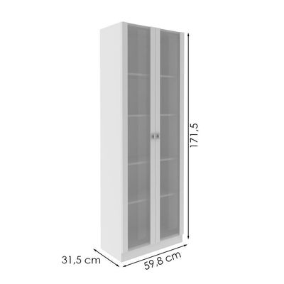 Armario Multiuso 2 Portas Vidro 171x60 Cm Am3112 Branco Tecno Mobili