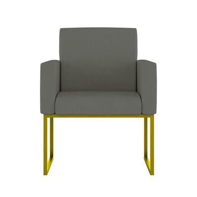 Kit Sofá 2 Lugares + 2 Poltronas Recepção Sala Base Dourada Cor:cinza Cinza