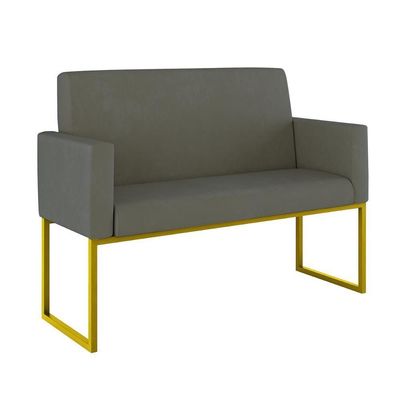 Kit Sofá 2 Lugares + 2 Poltronas Recepção Sala Base Dourada Cor:cinza Cinza