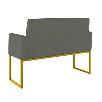Kit Sofá 2 Lugares + 2 Poltronas Recepção Sala Base Dourada Cor:cinza Cinza