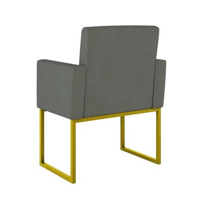 Kit Sofá 2 Lugares + 2 Poltronas Recepção Sala Base Dourada Cor:cinza Cinza