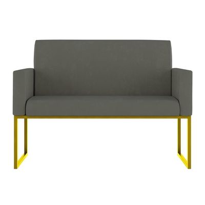 Kit Sofá 2 Lugares + 2 Poltronas Recepção Sala Base Dourada Cor:cinza Cinza
