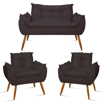 Kit Namoradeira Opala Sala Quarto e 02 Poltronas Balaqui Decor Cinza