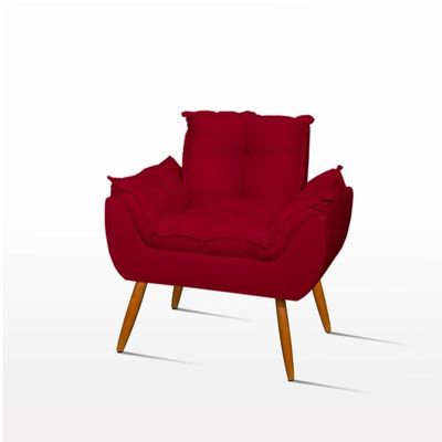 Kit Namoradeira Opala Sala Quarto + 02 Poltrona Balaqui Decor Vermelho