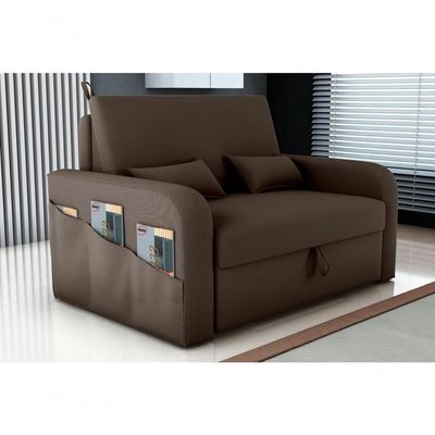 Sofá Cama Lady Day 2 Lugares Conforto Veludo Marrom Matrix Sala Com Baú