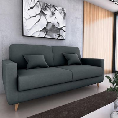 Sofá Cama Emília 2 Lugares 190cm Veludo Cinza Matrix