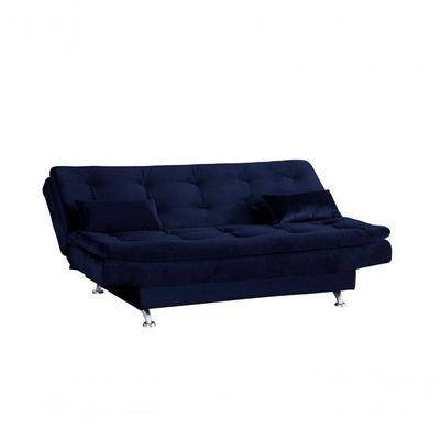Sofá Cama Casal Reclinável Salomé - Veludo Azul Marinho