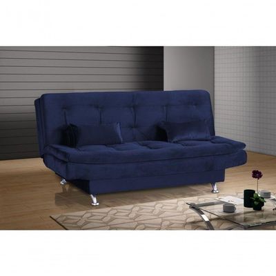 Sofá Cama Casal Reclinável Salomé - Veludo Azul Marinho