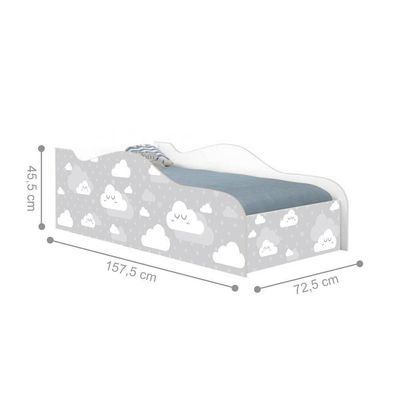 Mini Cama Fun Nuvens Cinza Infantil Com Colchão