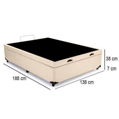Cama Box Baú Casal Sintético Mega Cama Bege 138x188x45cm