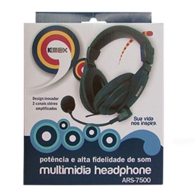 Headset K-mex Ars-7500 C/ Microfone Preto