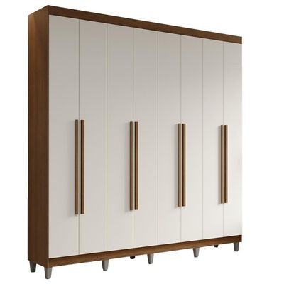 Guarda-roupa Casal Com Pés 8 Portas Batentes Rustic-branco-rustic Saturno Madesa