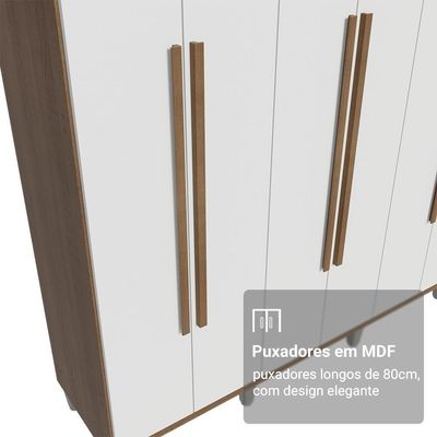 Guarda-roupa Casal Com Pés 8 Portas Batentes Rustic-branco-rustic Saturno Madesa