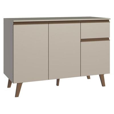 Balcão De Cozinha 120 Cm 3 Portas 1 Gaveta Com Pés Nice Madesa Crema