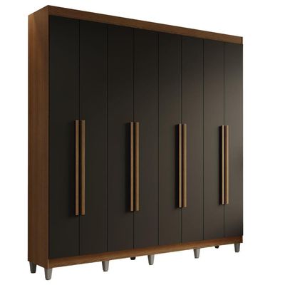 Guarda-roupa Casal Com Pés 8 Portas Batentes Rustic-preto-rustic Saturno Madesa