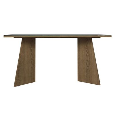 Mesa De Jantar Retangular Tampo De Vidro 5389 Rustic-cinza Madesa
