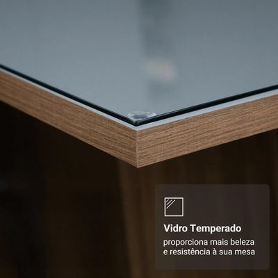 Mesa De Jantar Retangular Tampo De Vidro 5389 Rustic-cinza Madesa