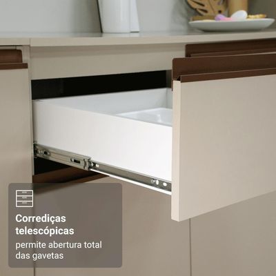 Armário De Cozinha Completa 260 Cm Nice Madesa 02 Crema